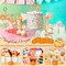 48 Pcs Pumpkin One Cupcake Toppers Pumpkin Baby shower Decorations 1st Birthday Cake 3"W x 0.2"H